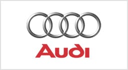 A red and silver logo of audi
