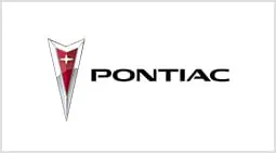 A white pontiac logo with red and black lettering.